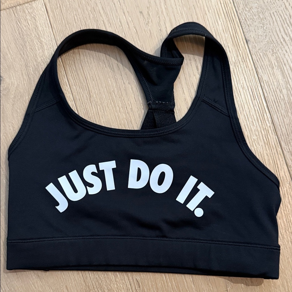 Nike Black Sports Bra with White “Just Do It”